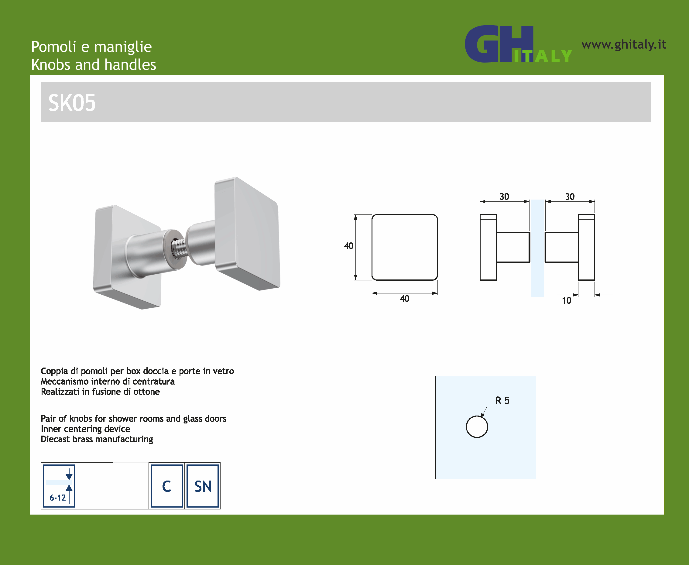 IPH01 Maniglia per box doccia in alluminio anodizzato By GH ITALY